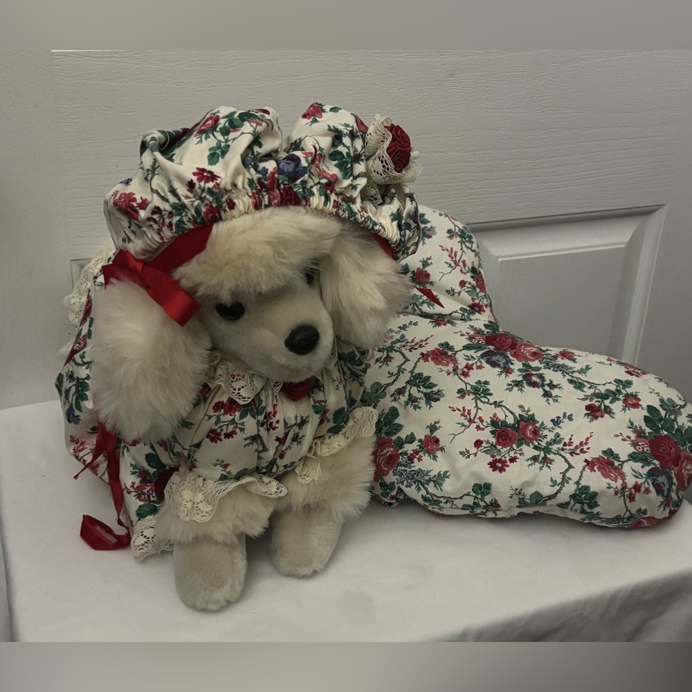 Vintage Poodle Door Draft Guard with Bonnet & Dress Shabby Chic Cottage Decor
